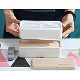 Ланч-бокс bento з бамбуковою кришкою, 1200 мл - білий, фото 5