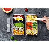 Ланч-бокс bento з бамбуковою кришкою, 1200 мл - білий, фото 7