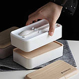 Ланч-бокс bento з бамбуковою кришкою, 1200 мл - білий, фото 8