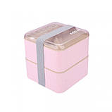 Ланч-бокс з еко матеріалу Lunch Box 1400 ml, рожевий, фото 3