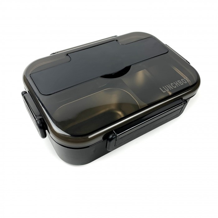Металевий герметичний ланч-бокс на 3 відділення Ration, 1,4 л - чорний, фото 1