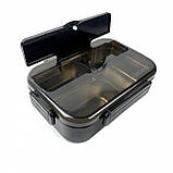 Металевий герметичний ланч-бокс на 3 відділення Ration, 1,4 л - чорний, фото 3