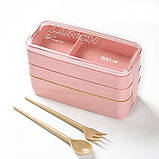 Еко ланч-бокс Lunch Box 900 мл, рожевий, фото 3