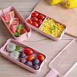 Набір для їжі з собою Ланч Бокс Еко 900 мл рожевий і термосумка Єдиноріг, фото 2