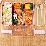 Набір для їжі з собою Ланч Бокс Еко 900 мл рожевий і термосумка Єдиноріг, фото 9