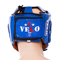 Шолом боксерський синій Velo AIBA, шкіра, розмір XL, фото 3