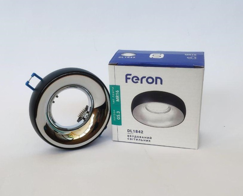 Вбудований точковий світильник з алюмінію Feron DL1842 чорний хром., фото 1