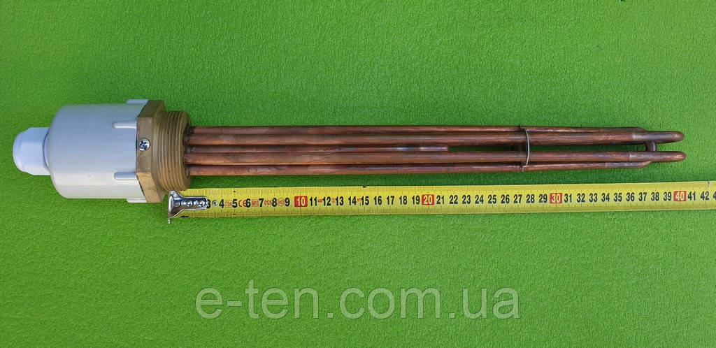 Блок-тен опалення МІДНИЙ KAWAI 9000W (220-380V) / на різьбі 2" (58 мм) / довжина L = 400мм