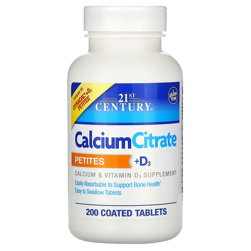 Calcium Citrate Petites + D3 21st Century 200 таблеток