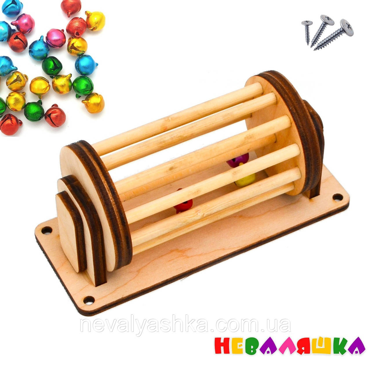 Деталь для Бізіборду Барабанчик з Дзвіночками Барабан з Бубончиками ЗВУК 12 см Бубонці