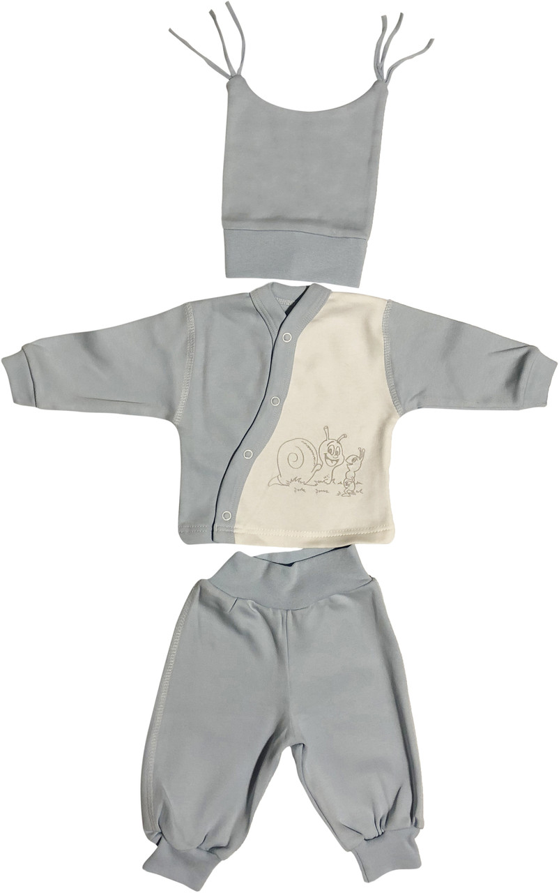 Теплий костюм з начосом на хлопчика ріст 56 0-2 міс для новонароджених малюків комплект трикотажний блакитний