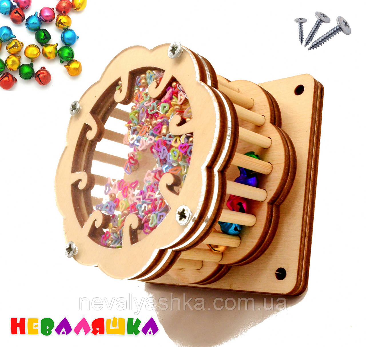 Деталь для Бизиборда Крутилка Барабанчик 3в1 з Дзвіночками ЗВУК Барабан з дзвіночками для бізіборда