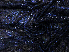 Паєткова тканина густа Темно синя