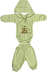 Теплий костюм з начосом для новонароджених ріст 62 2-3 міс на хлопчика дівчинку комплект футер салатовий