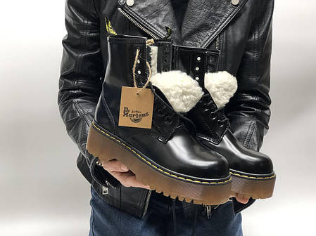 Жіночі черевики Dr.Martens JADON шкіра, ЗИМА чорні. ТОП Репліка ААА класу., фото 2