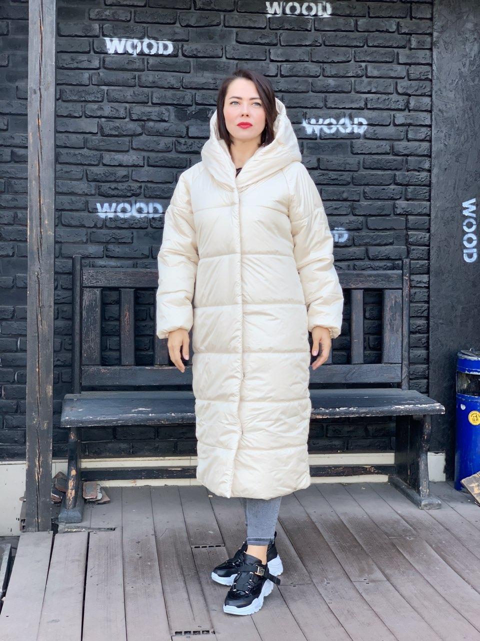 Пальто куртка Oversize зимовий, артикул 521, колір топлене молоко / молочного кольору, фото 1