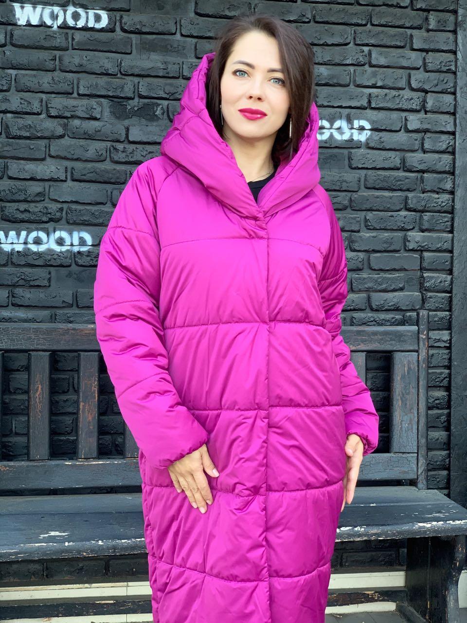 Пальто куртка Oversize зимове, артикул 521, колір марсала