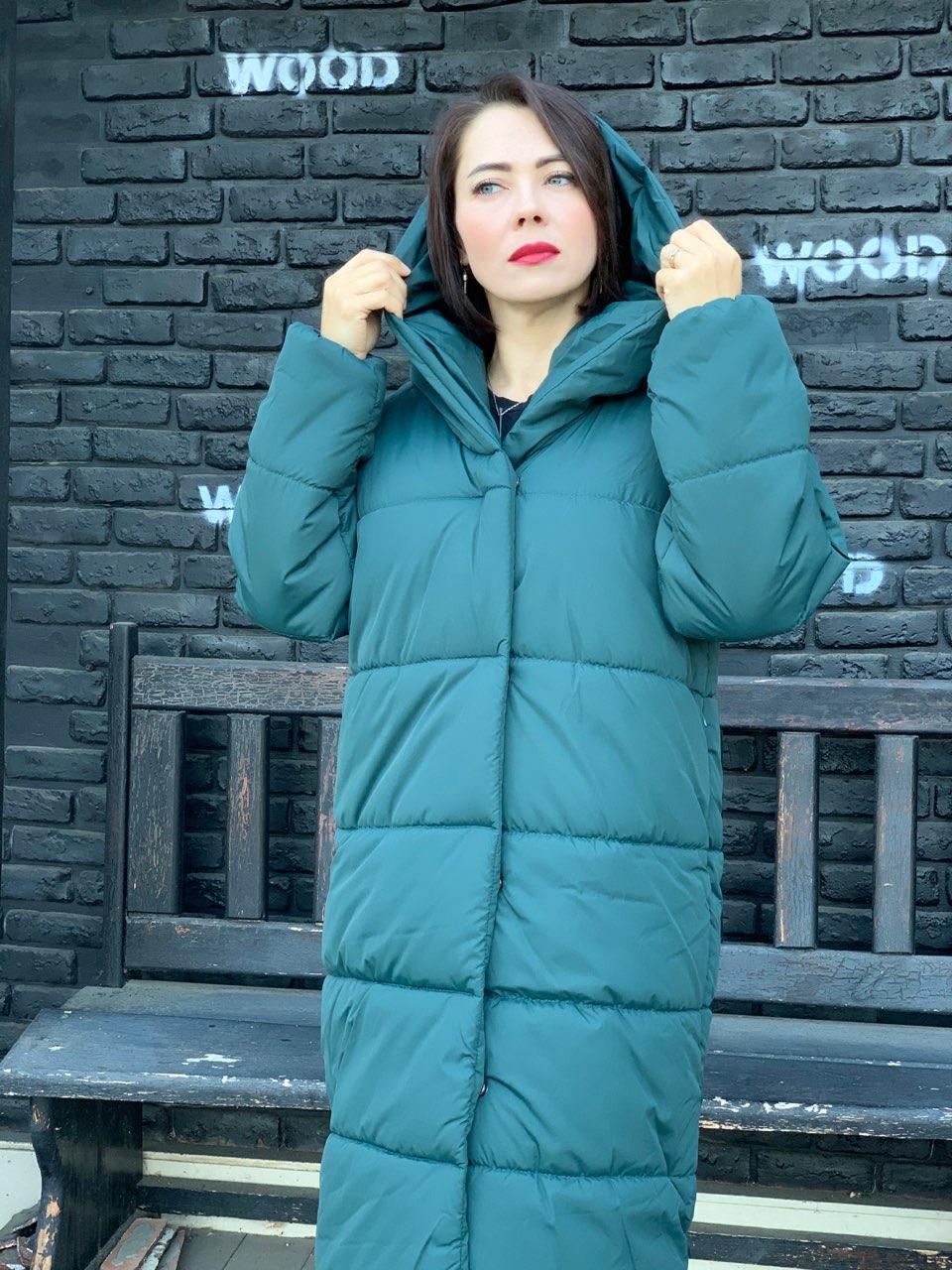 Пальто куртка Oversize зимове, артикул 521, колір пляшка
