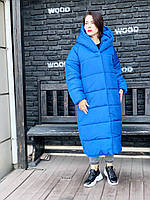 Пальто куртка Oversize зимнее, артикул 521, цвет яркий синий