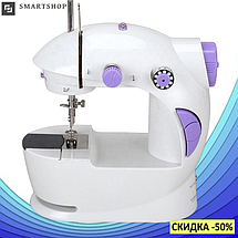 Швейна машинка портативна Mini Sewing Machine Fhsm 201 - Міні швейна машина з педаллю і блоком живлення, фото 3