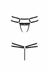 Трусики-стрінги з стреп з мереживом LORRY THONG black S/M - Passion Exclusive 777Store.com.ua