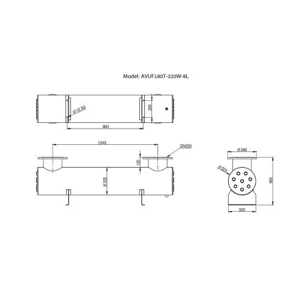 Aquaviva Ультрафиолетовая установка Aquaviva AVUF180T, до 250м3, DN200, 2.65кВт (8шт/320Вт) - фото 4 - id-p1270499188