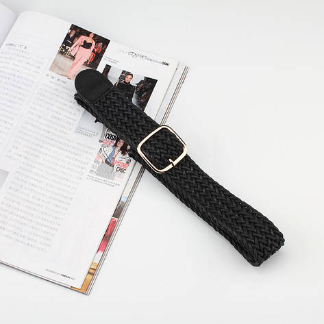 Ремінь на Пояс City-A Belt 105 см PU шкіра Плетінка з квадратної пряжкою Чорний, фото 1