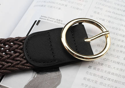 Ремінь на Пояс City-A Belt 105 см PU шкіра Плетінка з круглої пряжкою Коричневий, фото 3