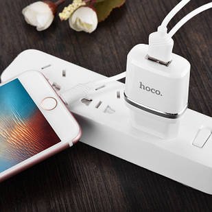 Мережевий зарядний пристрій Hoco C11 (1,0 A 1USB) з кабелем Type-C-USB White