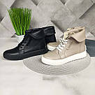 Демісезонні шкіряні жіночі черевики-кеди, фото 3