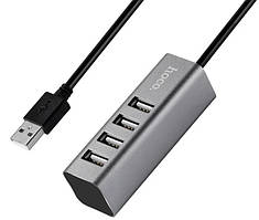 HUB адаптер Hoco USB HB1 Line machine, 4USB, сірий