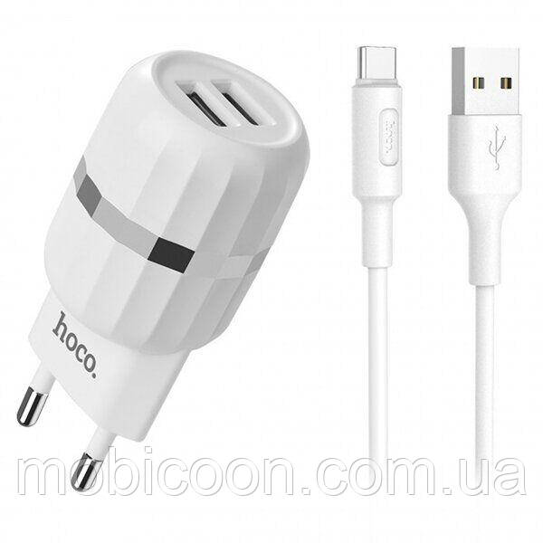 СЗУ зарядка Hoco C41A Wisdom with Type-C (EU) (2USB, 2.4A) White