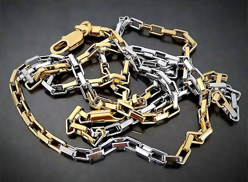 Ланцюжок Аthena Сталь Позолота з лимонним відтінком + родій Довжина: 59 см Товщина: 3 мм Плетіння: якірне