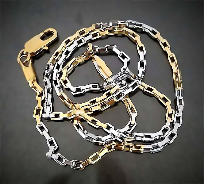 Ланцюжок Аthena Сталь Позолота з лимонним відтінком + родій Довжина: 47 см Товщина: 2 мм Плетіння: якірне