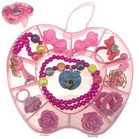 Набор украшений для девочки розовый в коробке Яблочко