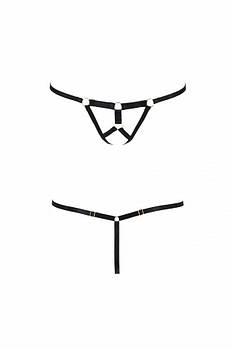 Трусики стрінги з стреп ARMANDA THONG black L/XL - Passion Exclusive   | Puls69