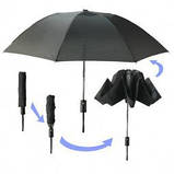 Парасолька автомат унісекс, розумна парасолька навпаки, на 8 спиць, Чорний, фото 3