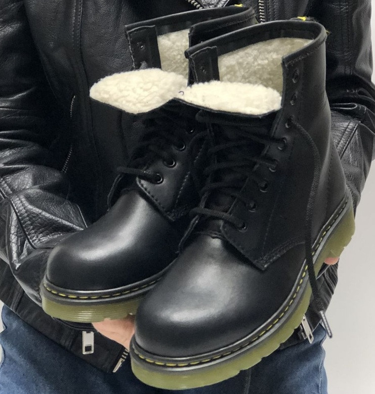 Жіночі зимові черевики Dr. Martens Vintage теплі З ХУТРОМ чорні 36-40р. Живе фото. топ (мартинсы)