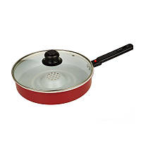 Паровая сковорода со съемной ручкой и крышкой, форма для выпечки, жароварка, красный