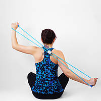 Резинка эспандер трубчатый восьмерка для фитнеса, цвет голубой (средний уровень нагрузки)