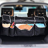Підвісний органайзер з кришками на липучках для багажника автомобіля, автомобільна сумка на 4 відділення, фото 3