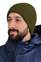 Шапка в'язана оливкова (без закоту)
