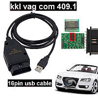Діагностичний сканер VAG-COM 409.1 FTDI KKL K-Line USB BLACK NEW