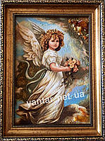 Картина з бурштину "Дівчинка ангел" 20x30 см, дитяча картина з бурштину