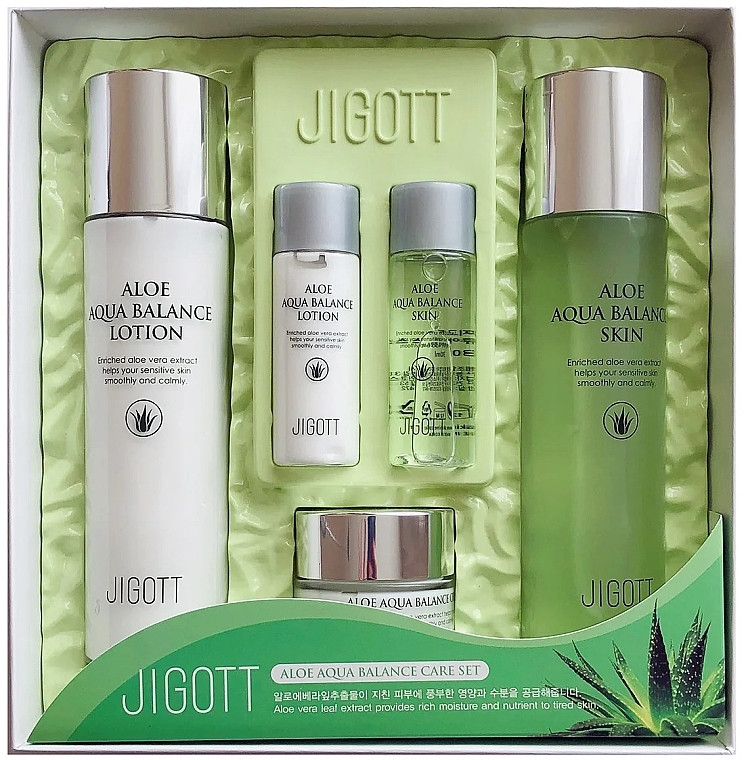 Набір зволожуючої косметики для обличчя з алое Jigott Aloe Aqua Balance Skin Care 3 Set