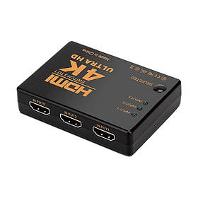 Спліттер HDMI SWITH 4K 3в1 (Black) | 3 портовий hdmi світч