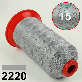 Нитка POLYART(ПОЛИАРТ) N15 2220 колір світло-сірий, для пошиття чохлів на автомобільні сидіння і кермо, 1000м