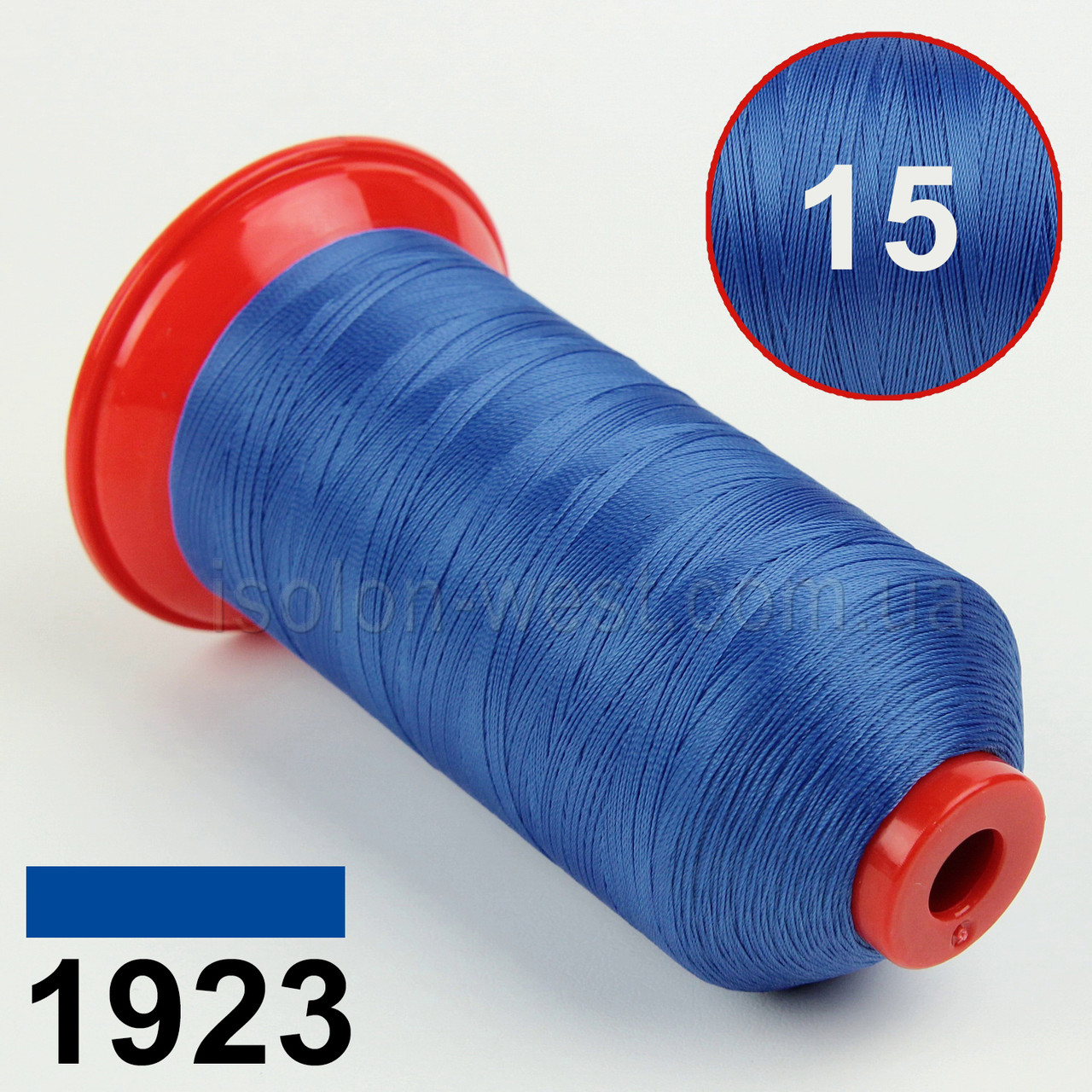 Нитка POLYART(ПОЛИАРТ) N15 колір 1923 синій, для пошиття чохлів на автомобільні сидіння і кермо, 1000м