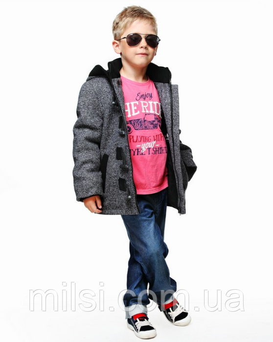 Пальто для хлопчика осінь Alfonso D-901А, 140 т.сірий