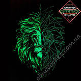 Зріст 128-134 Світлонакопичувальна дитяча футболка "Голова лева" сірий меланж для дітей і підлітків хлопців, принт світиться, фото 2